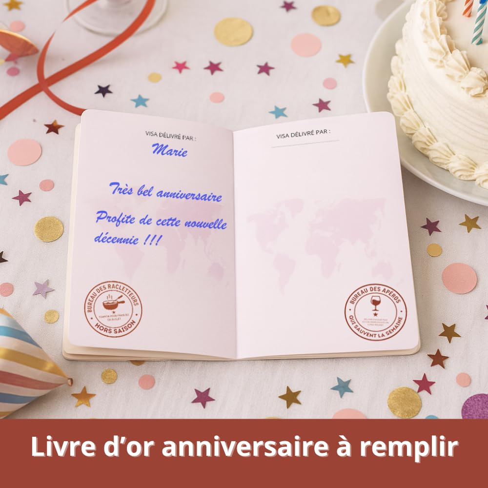 Carte d’Anniversaire 40 ans Passeport Anniversaire Livre d’Or Humour à Remplir Idée Cadeau Original Homme Femme