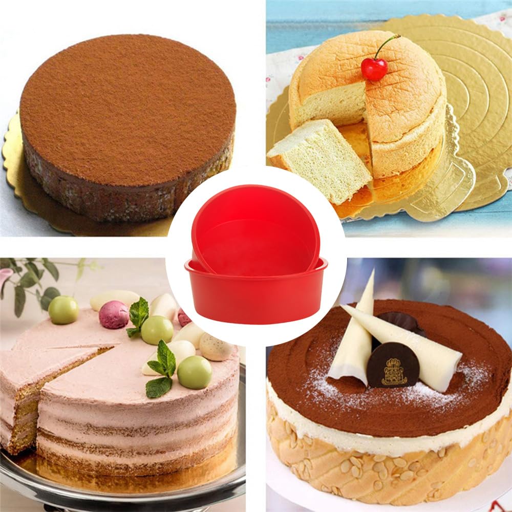 Pubiao 2 Stück Silikon Backformen Rund 6 Zoll - Ideal Für Schichtkuchen & Käsekuchen, Spülmaschinenfest