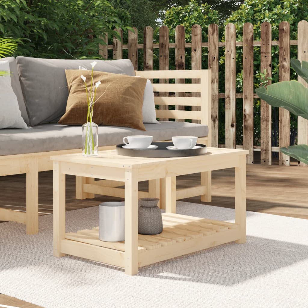 SXZenSpace Small Garden Coffee Table 82.5x50.5x45 cm Solid Pine Wood Outdoor Bistro Patio Balcony Tea Side with Lower Shelf Robust and Weather-ready for Terrace