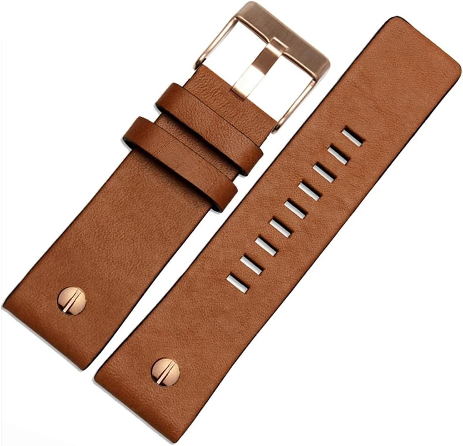 HuanJ Compatible With Diesel Watch Strap Leather Wrist Belt DZ7314 DZ7256 Watchbands 24MM 26MM 28MM 30MM With Rivets Lichee Pattern Bracelet
