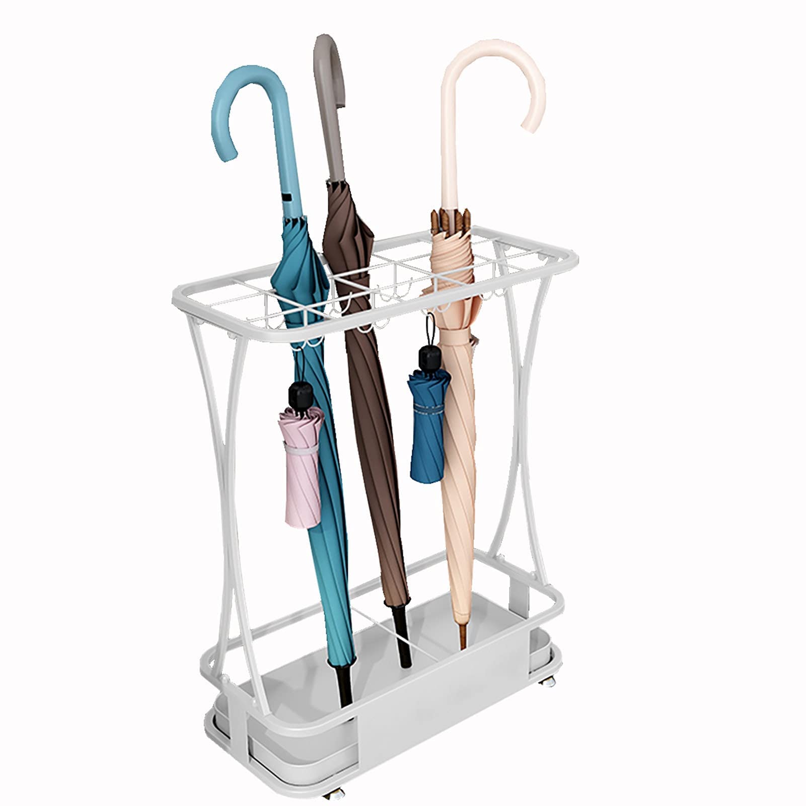 Porte-Parapluie 15 Trous Métal avec Plateau Amovible pour Éviter les Flaques