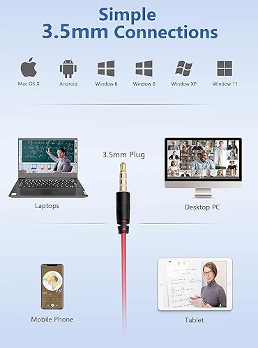 Miniatura 3 de HROEENOI Auriculares con cancelación de ruido con micrófono para PC y portátil, conector de 0.138 in, auriculares con cable para trabajo, zoom,