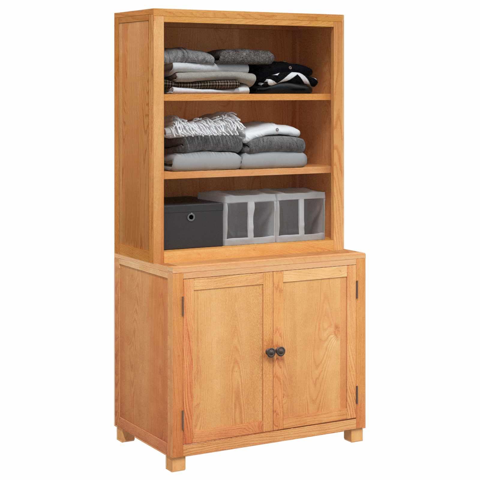 Aufbewahrungsmöbel-Set mit Türen 2 Stück Braun 80 x 50 x 160 cm aus massivem Eichenholz mit viel Stauraum für Wohnzimmer, Schlafzimmer oder Flur, stabiles Design, einfache Pflege