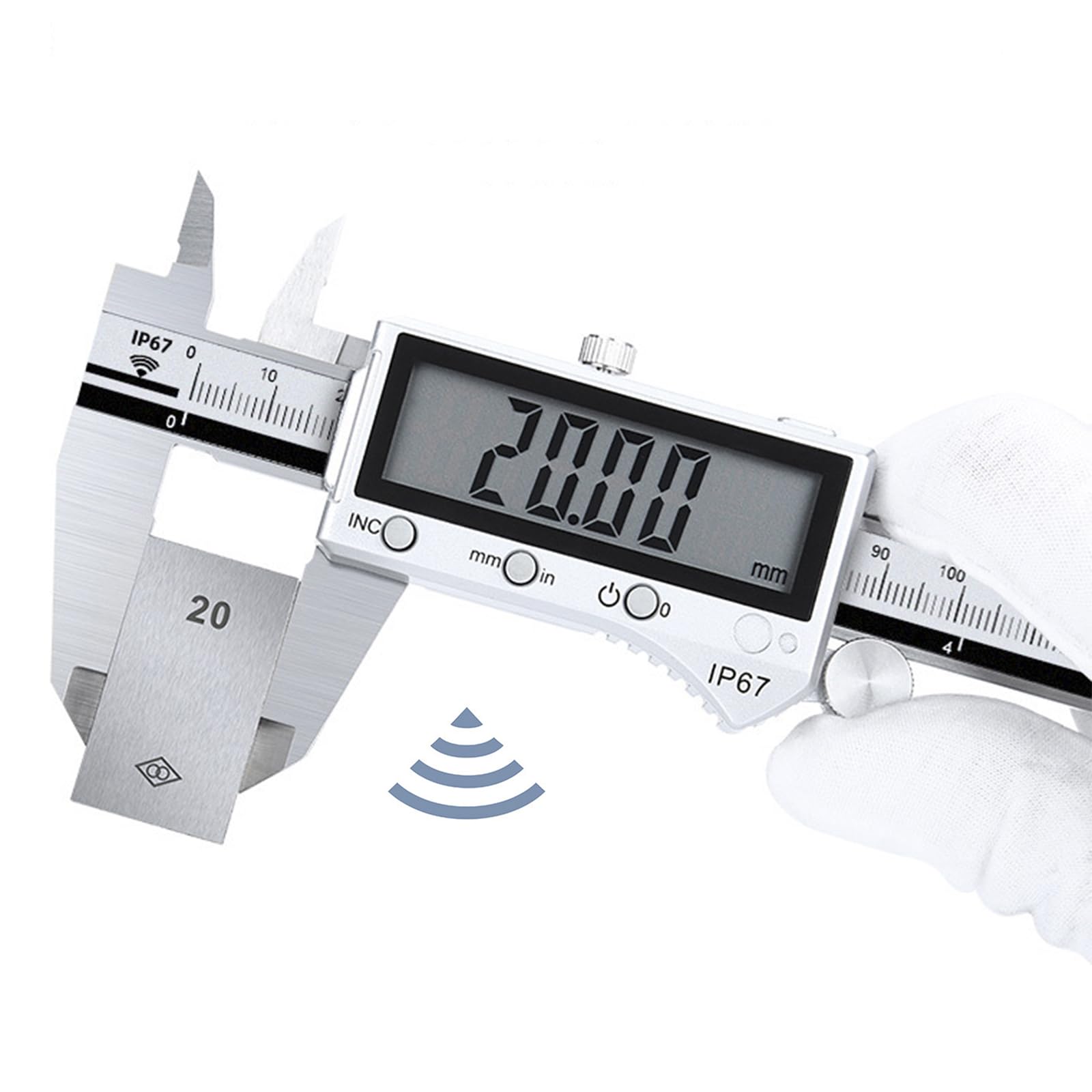 Pie de Rey Digital Impermeable 300mm con Bluetooth, Calibre Digital Electrónica de Acero Inoxidable, Electrónico Vernier Caliper para Mediciones Externas,Internas,Profundidad y Paso