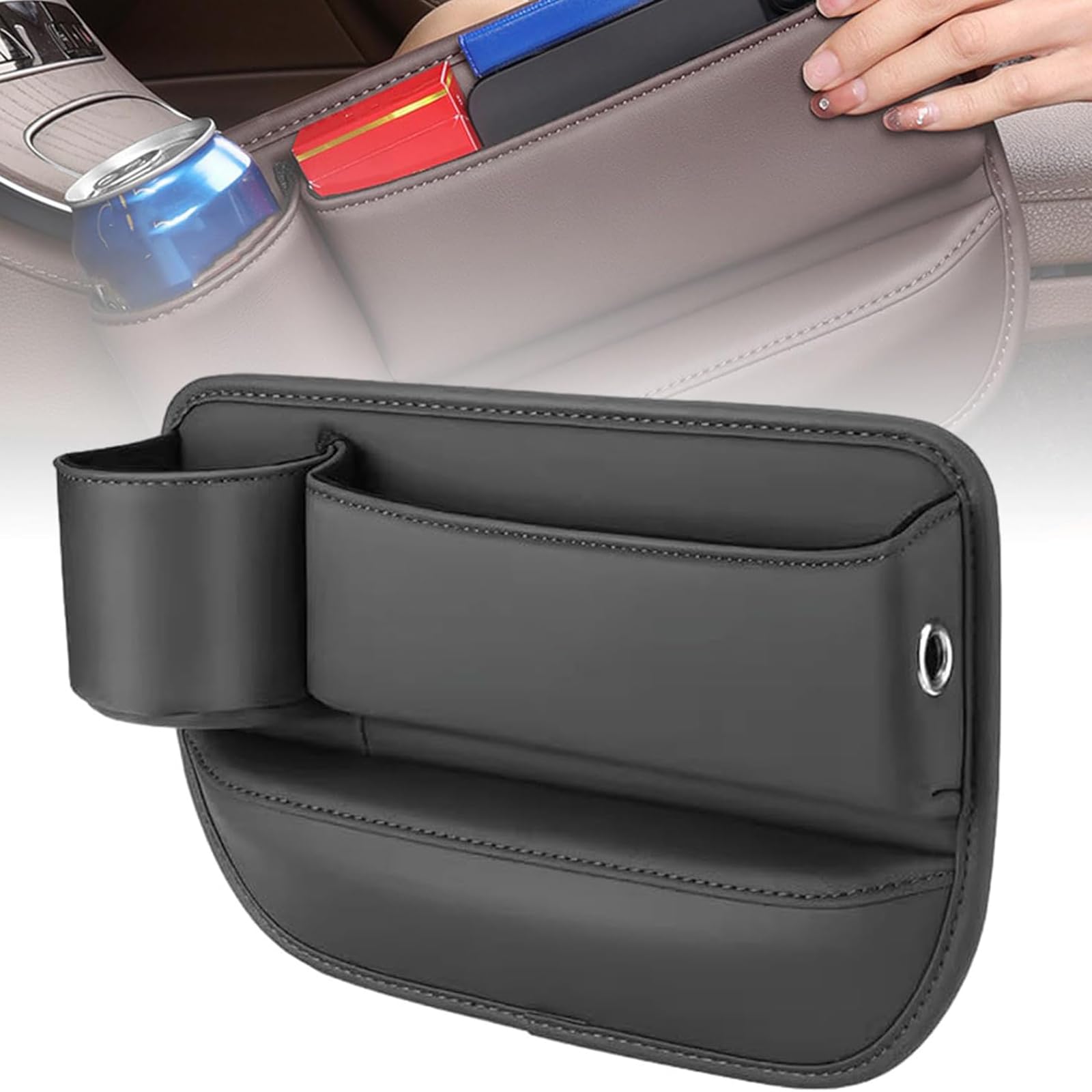 Eyhqkrtr A/Black Cr Set Gp Filler For Fit Tipo 124 Spider 500 Tipo, Lether Cup Holder Gp Bg Storge Box Set Gp Orgnizer With Cup Holder Djustble Wterproof Interior Ccessories