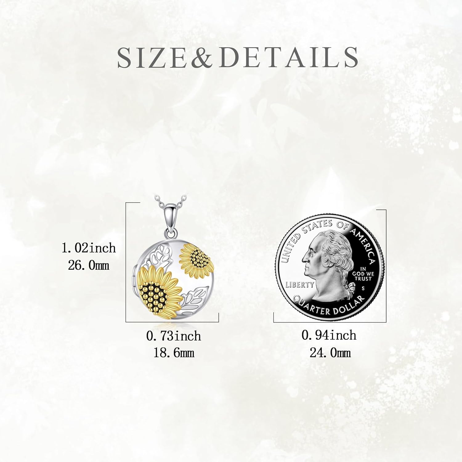 POPLYKE Sunflower Flower Picture Photo Locket Pendant Necklace for Women Sterling Silver Anniversary Birthday Jewelry Gifts for Women Mom Wife - Image 6