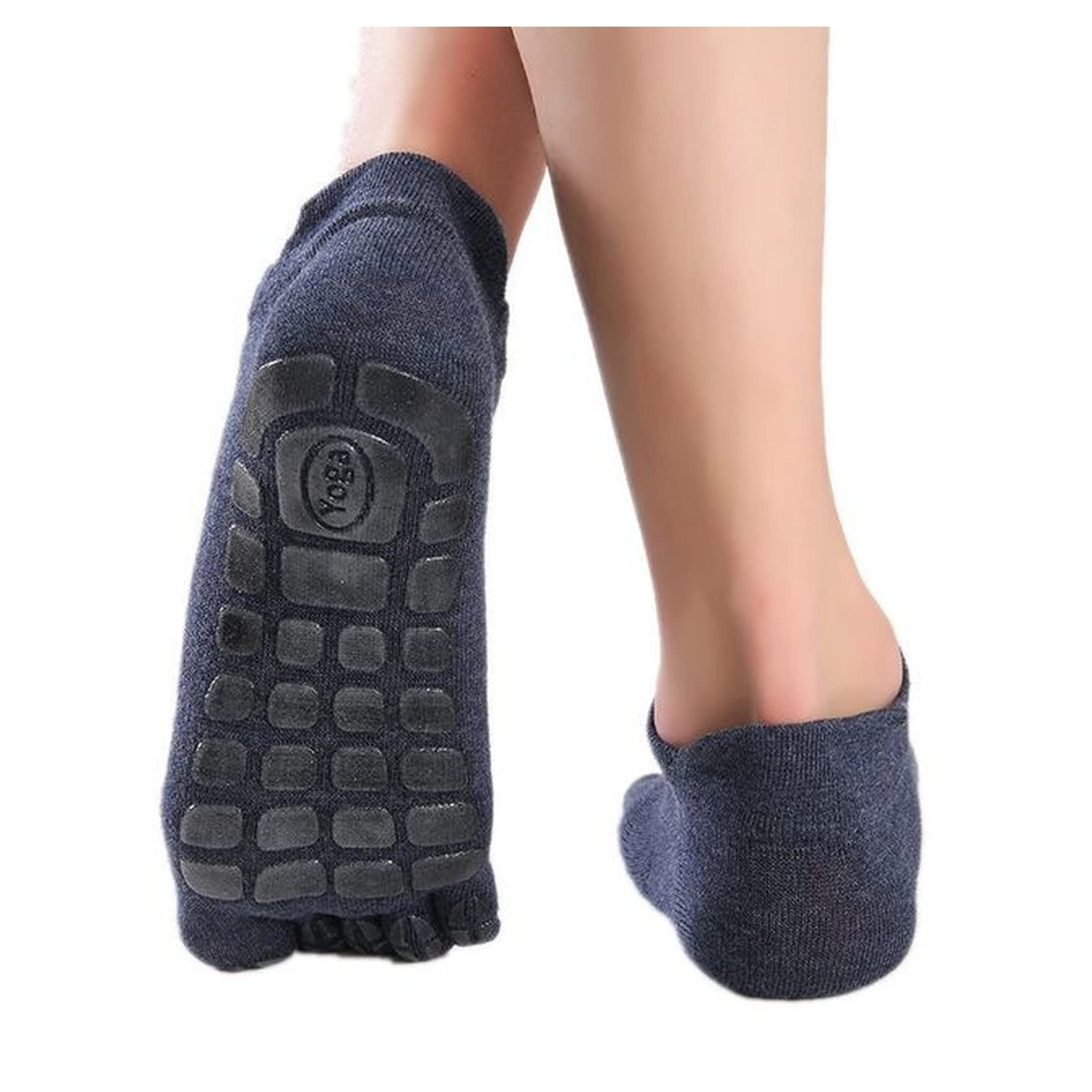 Chaussette Homme 3 paires chaussettes de yoga hommes coton cinq pieds chaussettes antidérapante bonne adhérence Pilates chaussettes de sport Sports chaussettes sportives sportives sportives Chaussette