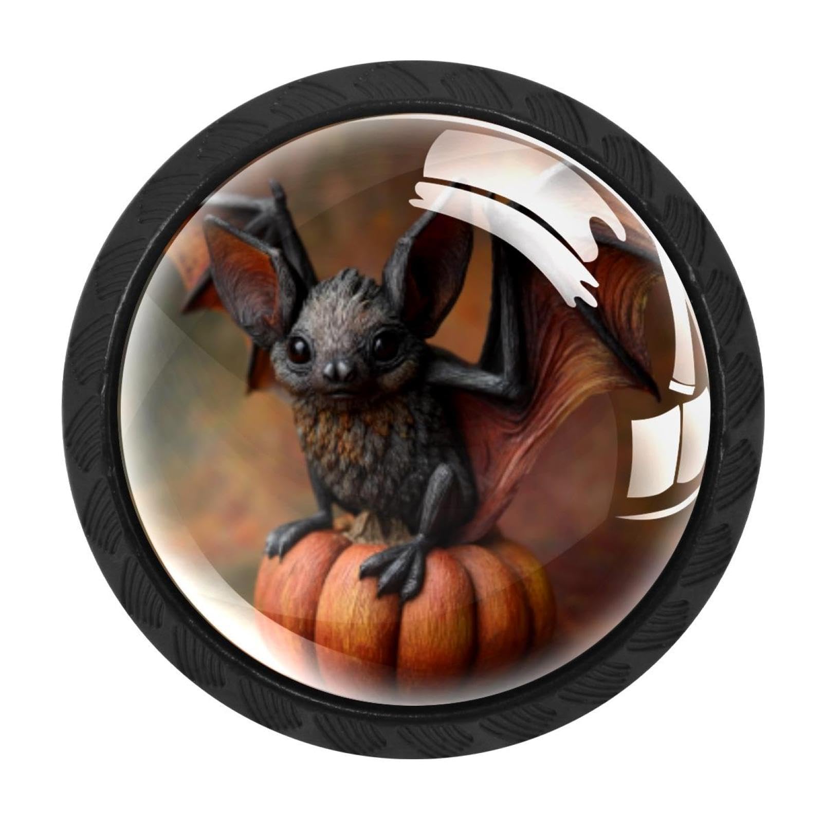 CHENZZZZ 4 Pieces Halloween Bat (2) Drawer Knobs, 35mm Black Cabinet Knobs, Drawer Pulls and Knobs, Dresser Drawer Knobs, Cabinet Hardware Kitchen Cabinet Knobs