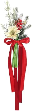 6PCS Christmas Chair Back Flower, Wedding Chair Decorations Aisle Bench Pew Flowers Artificial Flowers Decoration Wedding Aisle Decorations Christmas Red Fake Flower DecorationC