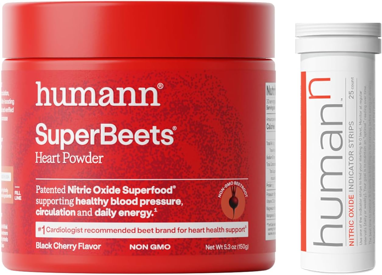Humann SuperBeets Black Cherry Heart Powder & N.O. Indicator Test Strips