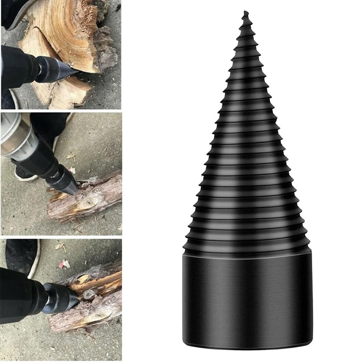 Broca Para Leña,Broca Divisora ​​De Madera,Broca En Forma De Cono Para Cortar La Leña Por La Mitad, Broca Divisora De Leña,32mm+42mm,Para Partir Troncos De Madera Para Hogar