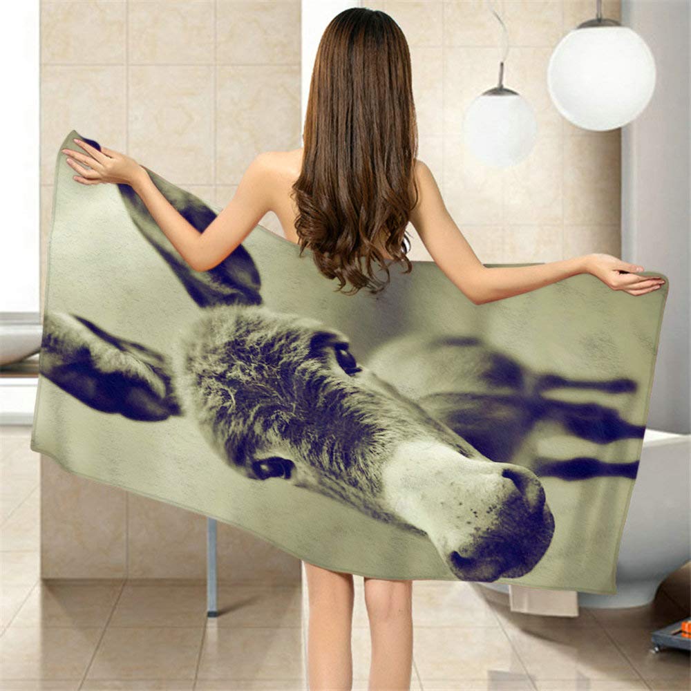 Moslion Comfy Bath Towels Vintage Funny Donkey Soft Bathing/Beach/Camping Towel for Women Men Girls Boys Large Size 64x32 Inches