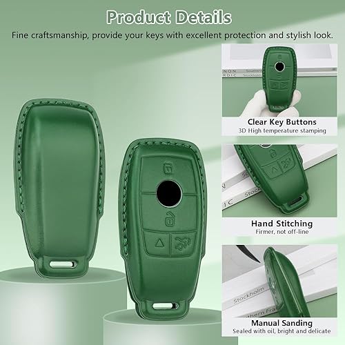 Miniatura 2 de PIFOOG Funda de cuero para llavero Mercedes GLE 350 GLB GLC GLA AMG A C E G CLA CLS Accesorios 4 botones Smart Key Case Shell Protector Benz Llavero