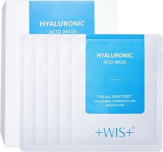 +WIS+ Hyaluronic Acid Sheet Mask 5 EA with Hyaluronic Acid Serum and Vitamin B5, Facial Mask for Dry Skin, Anti-Aging Mask to Plump and Repair Dehydrated Skin, Safe on Sensitive Skin,gift for girls