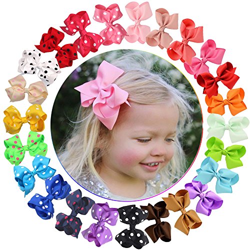 25 Colors 4 Inches Big Boutique Grosgrain Ribbon Girls Hair Bows Alligator Hair Clips For Children Kids Women Teens