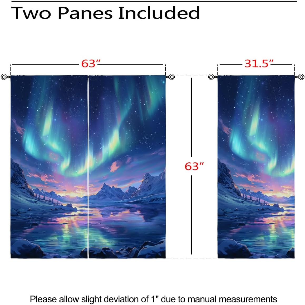 Galaxy Blackout Curtains for Girls Boy Home Decor, Northern Aurora Starry Sky Blue Grommet Thermal Insulated Drapes Darkening Window Curtain for Bedroom Living Room, 63 x 63 Inch