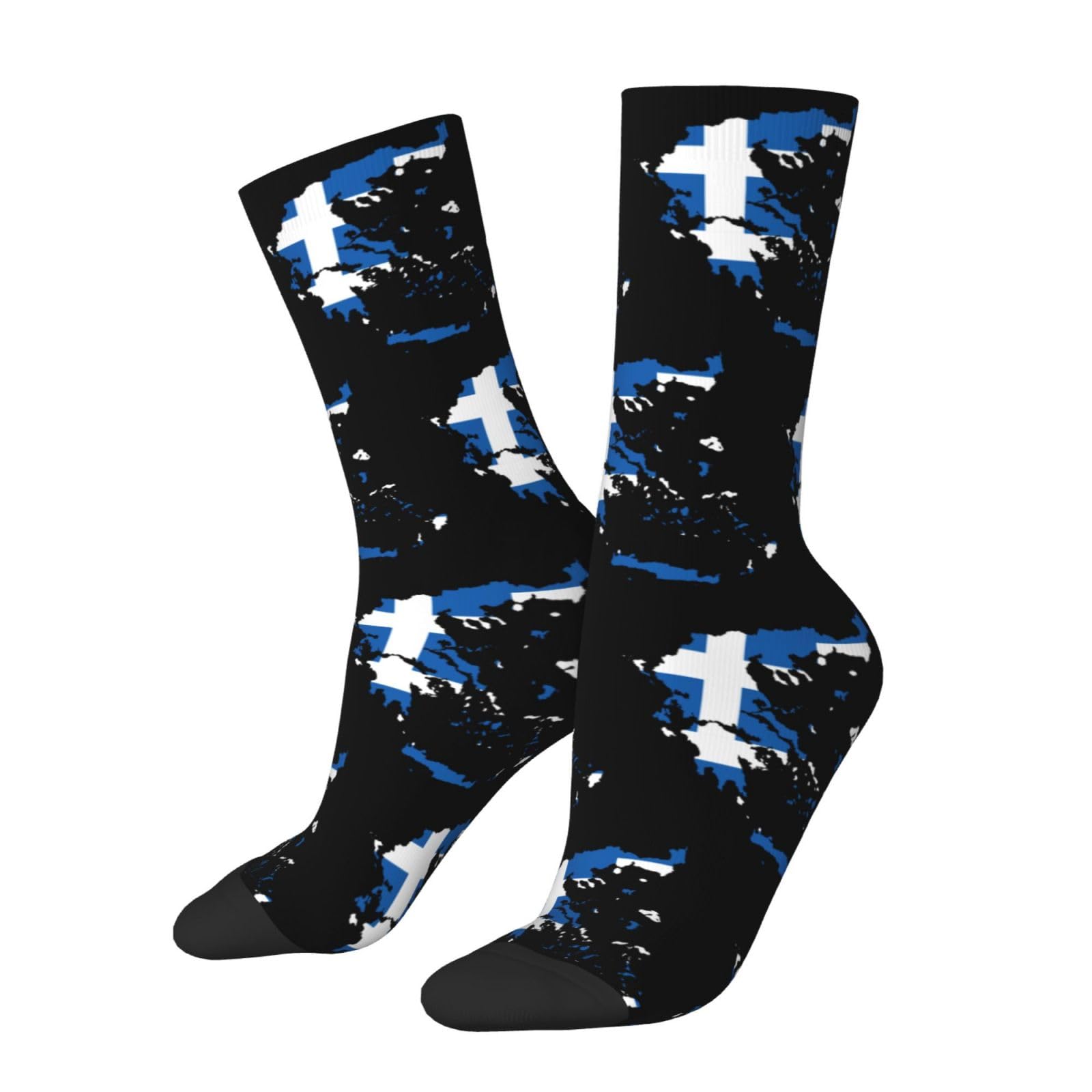 SIYTUAU Greece Terrain Map Socks For Women Men Cushion Athletic Crew Socks Casual Wicking Socks