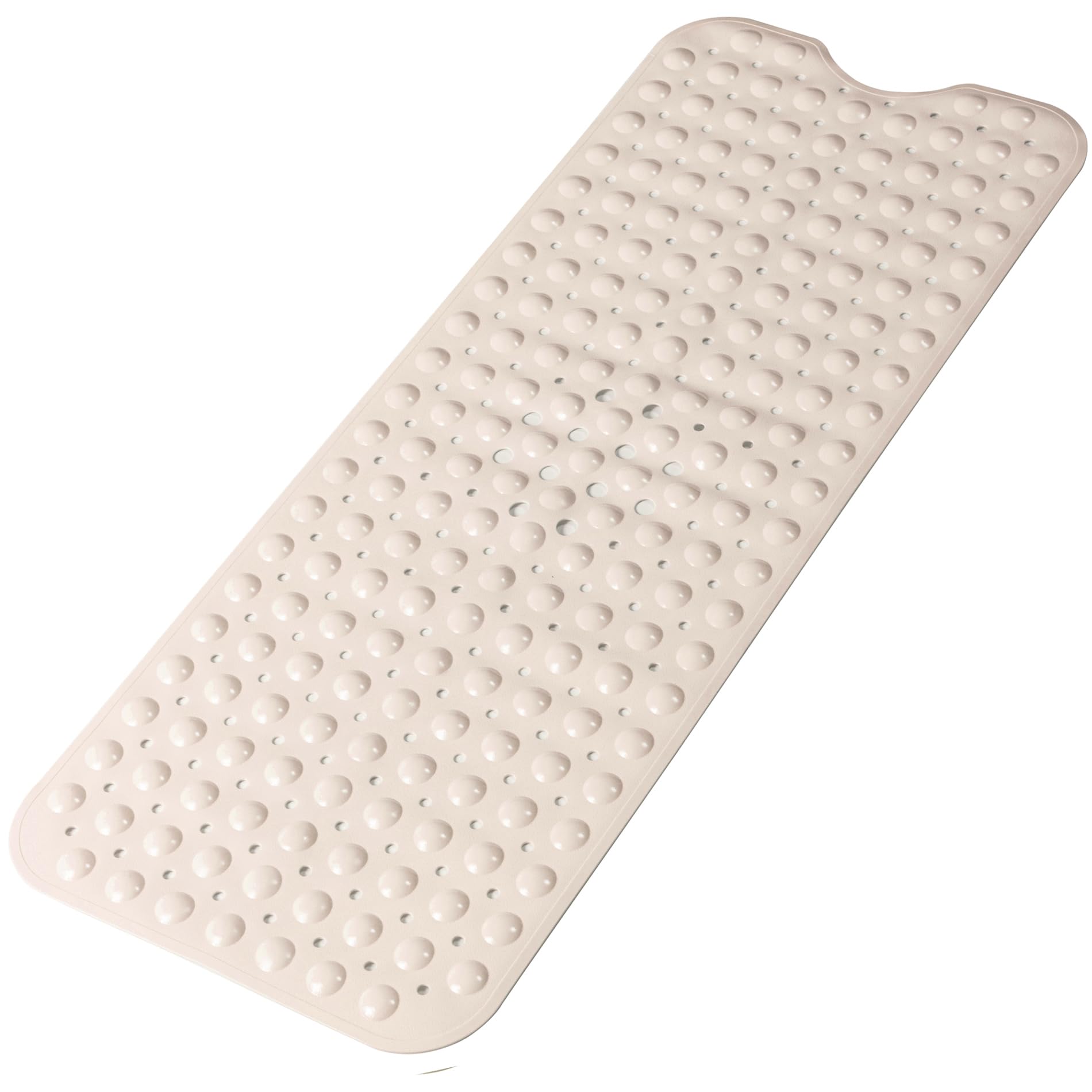 Bathtub and Shower Mats, Extra Long Non-Slip Bath Mat 39 x 16 Inch, Machine Washable Bath Tub Mat with Suction Cups & Drain Holes for Bathroom, Beige