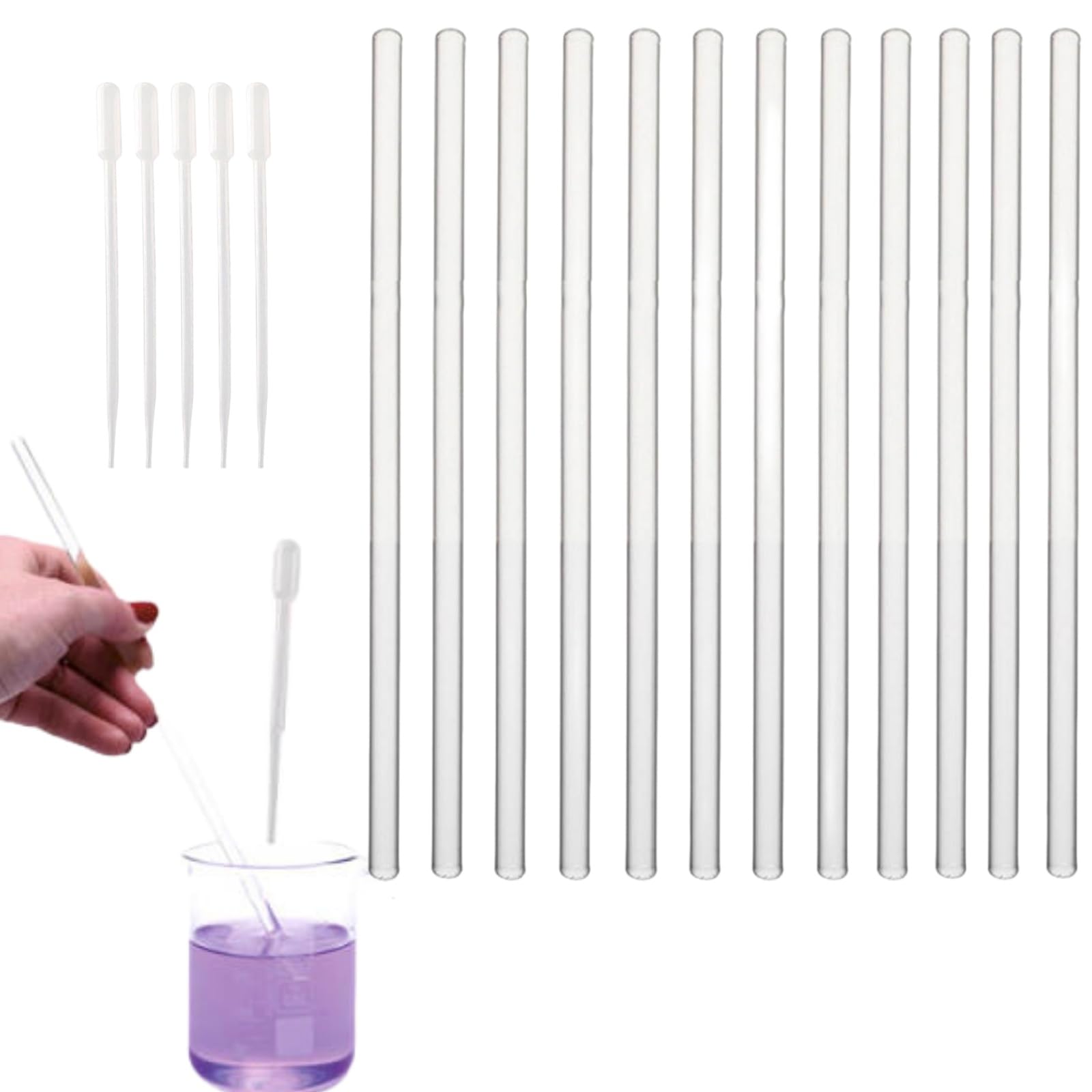 Varillas Agitadoras,12pcs Varillas Agitadoras de Cristal,Varillas de Cristal para Mezclar,Cristal Para Mezclar,Varillas De Cristal,Varilla de Agitación de Vidrio de Borosilicato