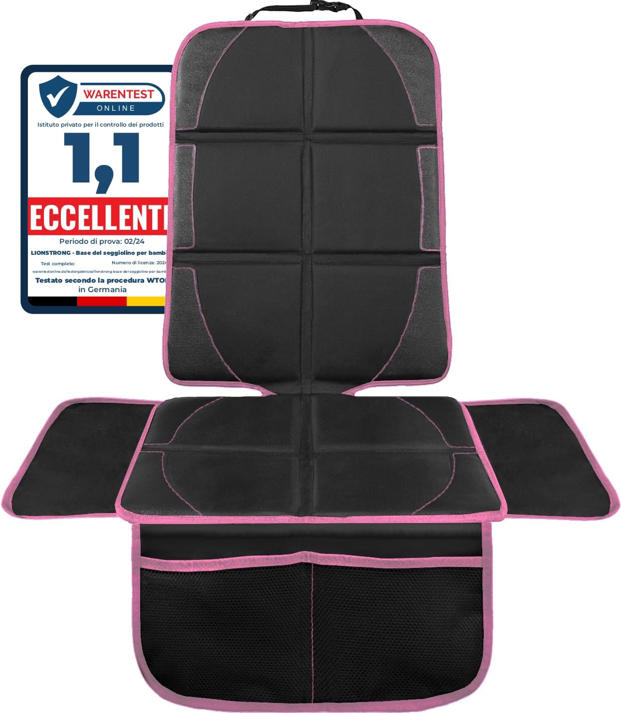 LIONSTRONG® Cuscino per seggiolino auto [adatto per Isofix] - Coprisedile per auto impermeabile - Universale Compatibile - Rosa