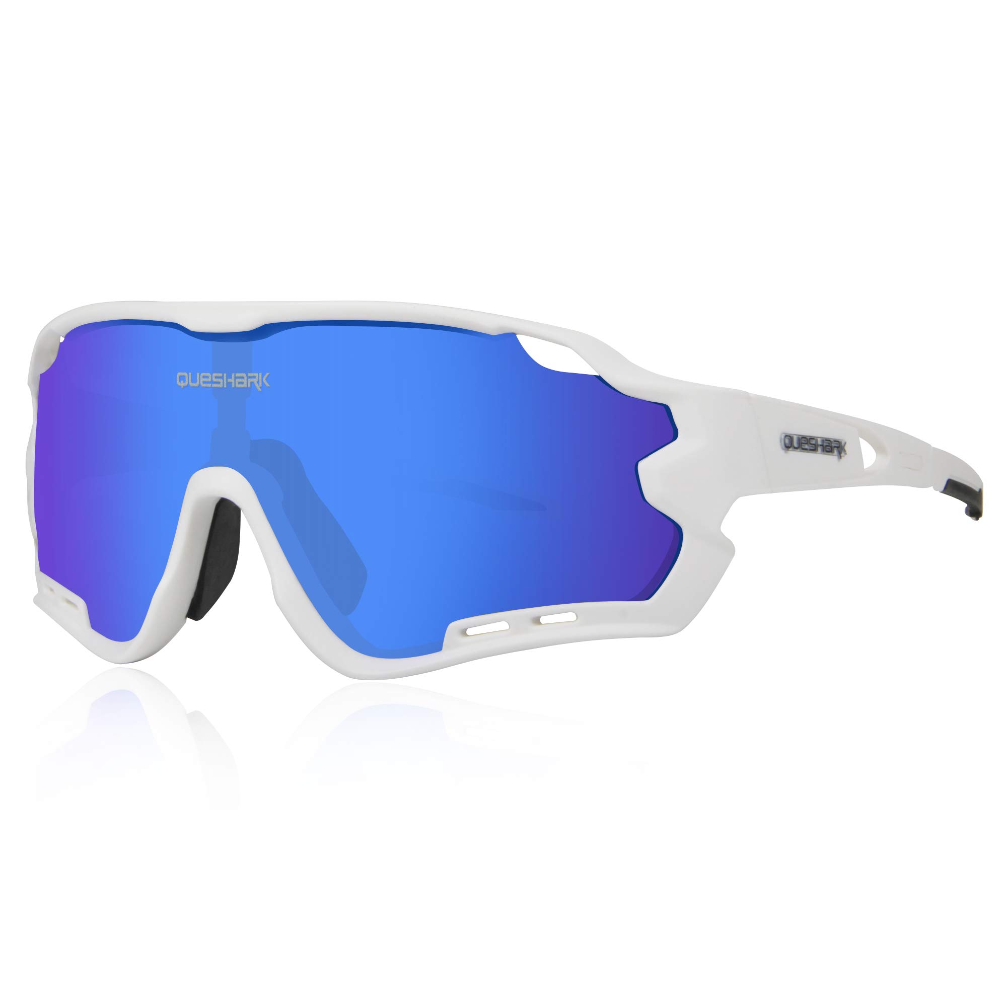Queshark Gafas de Ciclismo para Hombre Mujer Bicicleta de Carretera 1 Lente Polarizada 3 HD UV400 Lente 10 Colores