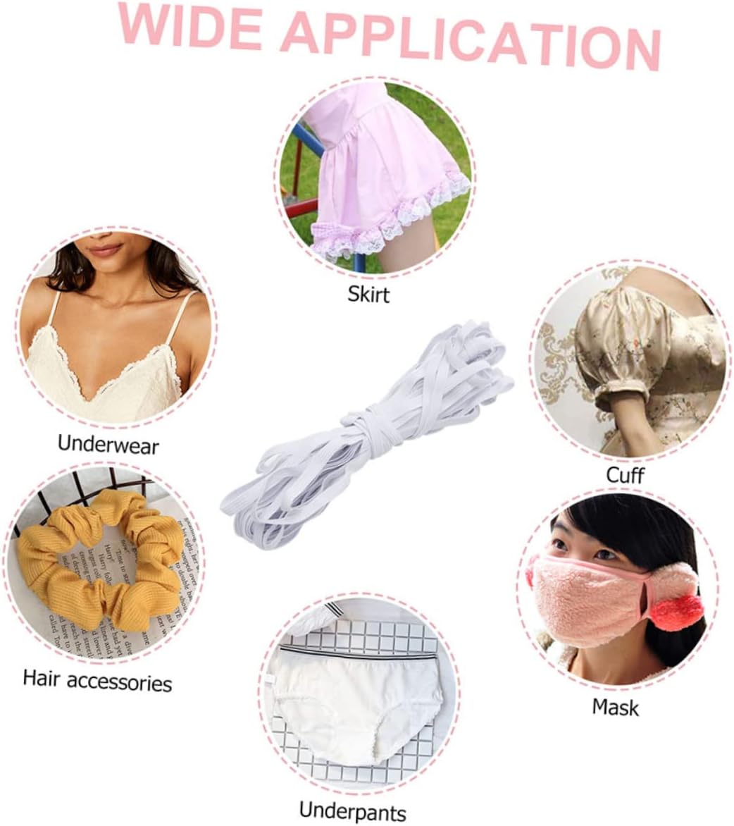 DOITOOL 2rolls Elastic Band Wide High Elasticity Sewing Cord for Pants Skirts Headbands and Crafts Flexible and Abrasion Resistant