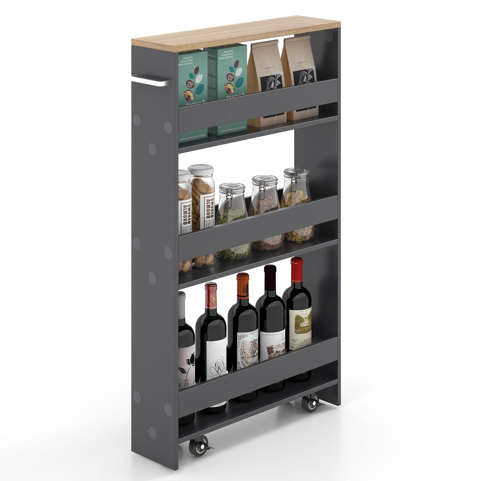 GOPLUS Chariot à Roulettes De Cuisine à 4 Niveaux, 47 X 13