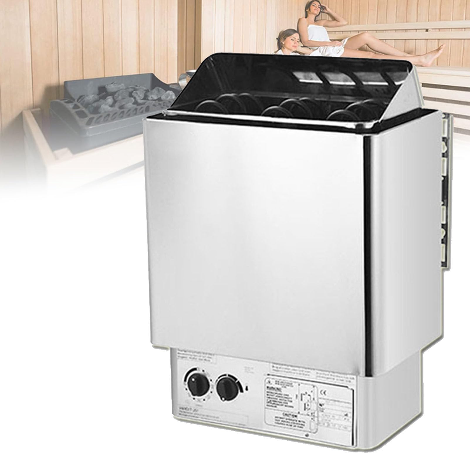 Poêle de Sauna en Acier Inoxydable avec contrôleur intégré Poêle de Sauna électrique Poêle de Sauna Humide et Sec Salle de Sauna Spa à Domicile Soutient la détox du Corps,6KW