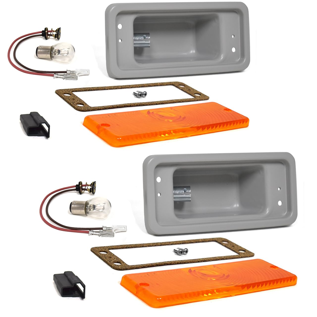 Turn Signal Parking Light Assembly Primer Pair For 1969-1970 International Harvester 1100D Pickup Truck