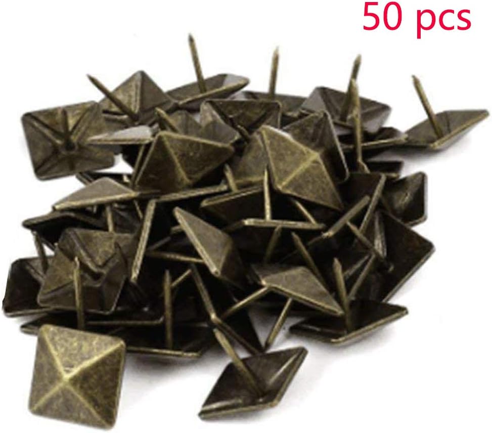 50Pcs Bronze Upholstery Tacks Square Head Bubble Nails Upholstery Nails Furniture Thumb Tacks Hardware Decorative Square Nails for House Building Kitchen 19mmx20mm