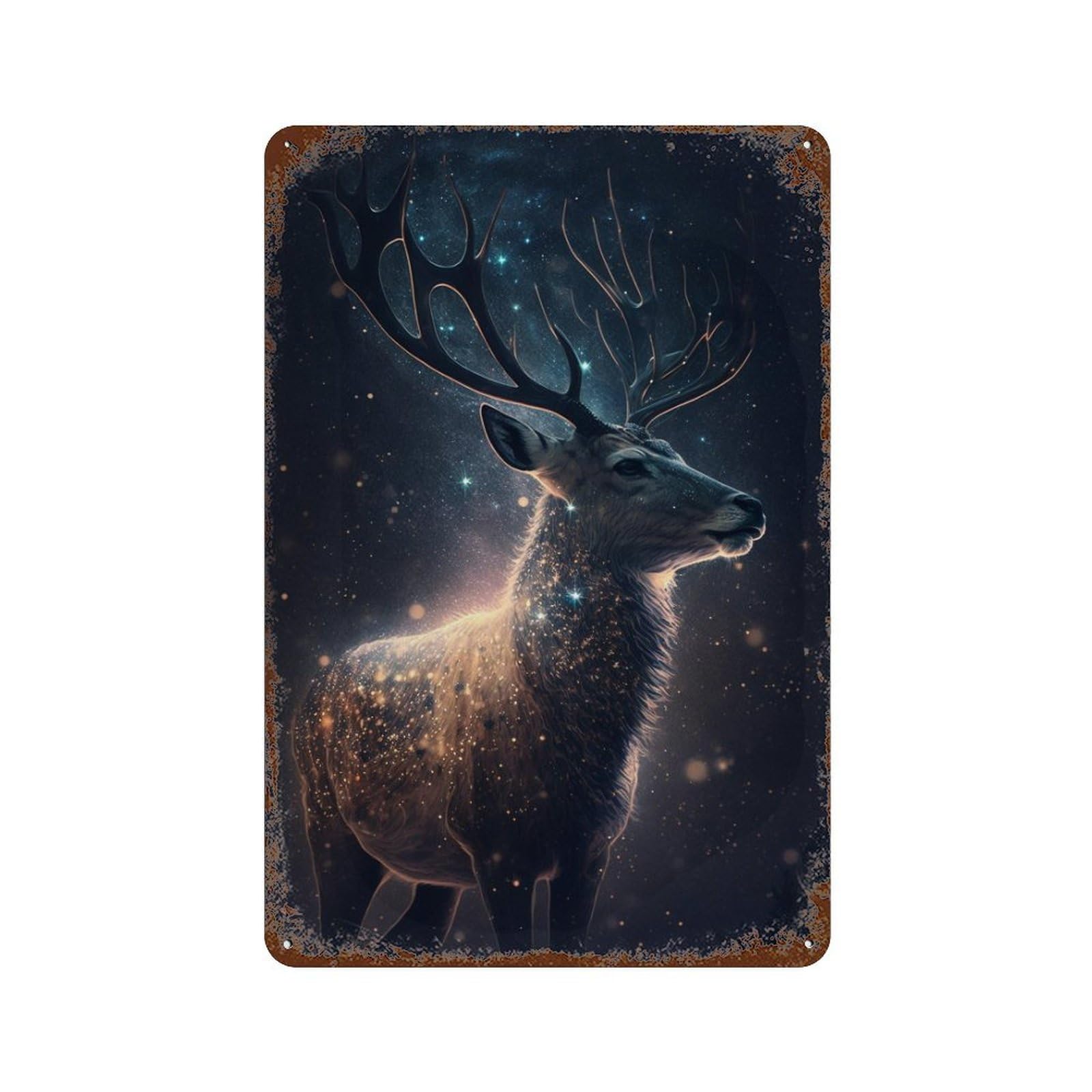 Galactic Deer Majesty -1 Decorative Tin Sign 11.8"x7.9", Retro Wall Decor for Garage, Pub Or Kitchen