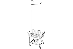 Household Essentials 6028-1 Rolling Laundry Cart with Hanging Bar