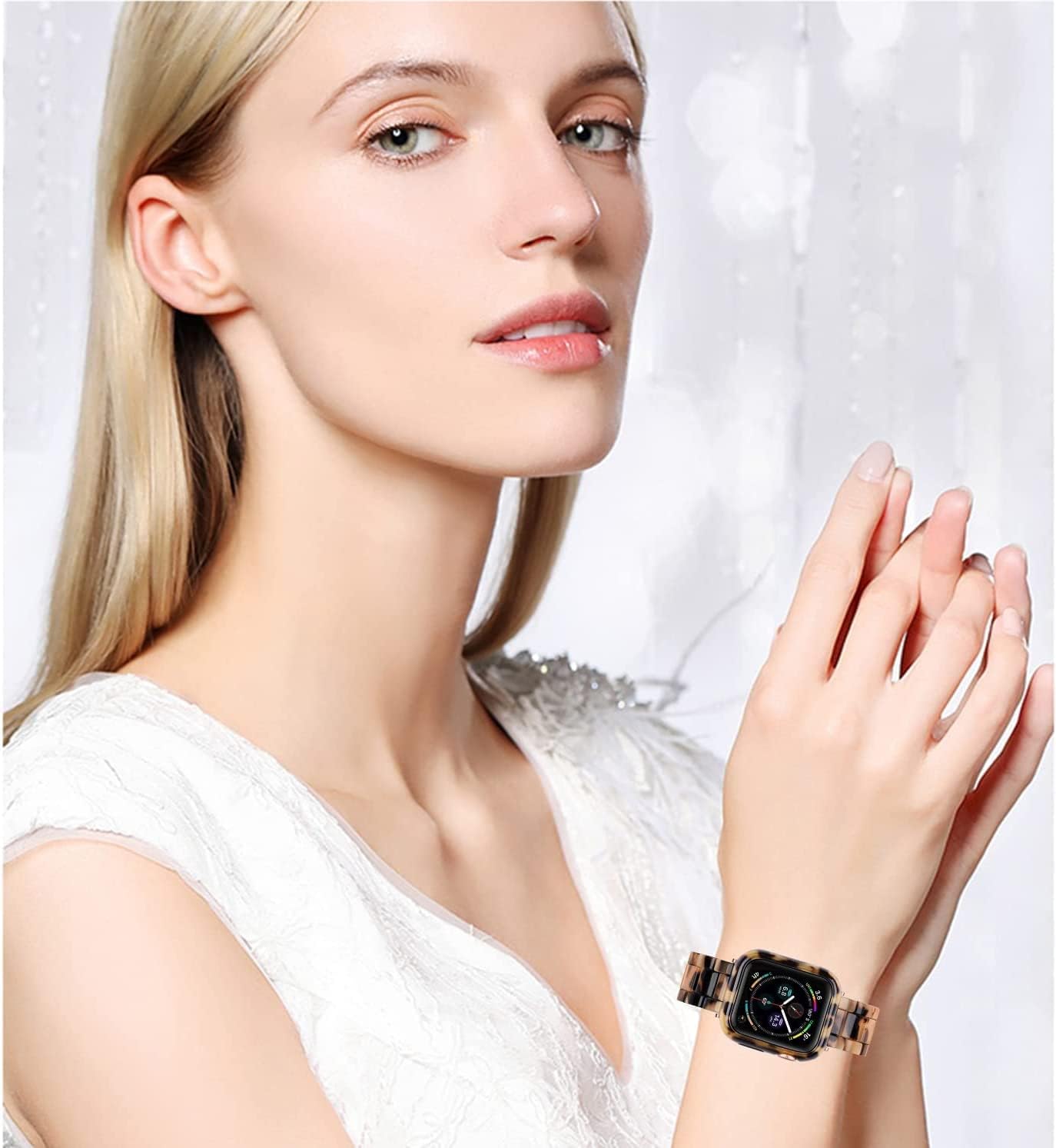 Omter Band with Case Compatible with Apple Watch 49mm 46mm 45mm 44mm 42mm 41mm 40mm 38mm,Women Men Fashion Resin Strap Bumper for iWatch Ultra 2/1 Series 10/9/8/7/SE/6/5/4,Series 3/2/1 - Image 4