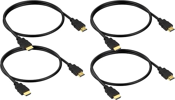 Cable HDMI paquete de 4, blindado, cable de conexión HDMI 4K de 2 pies - HDCP 2.2, HDR, 3D, eARC | Cable HDMI de 2 pies 144Hz 165Hz - HDCP 2.2, HDR, 3D, ARC y clasificación CL3 para estación de acoplamiento, conmutador, divisor, TV, PC, monitor, PS5, PS4, Xbox