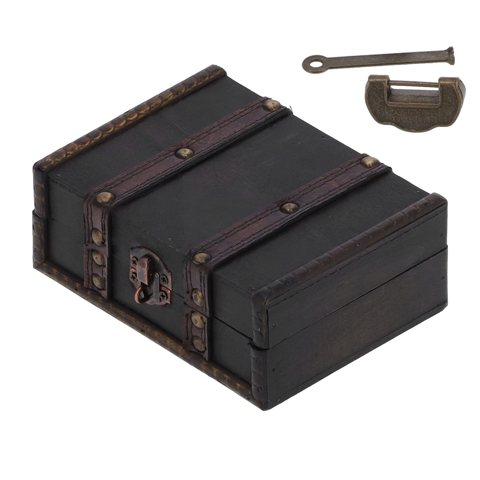 Caja de madera retro Sto Caja de joyería antigua con cerradura en D y llave de escritorio Nizer para joyas, collares, ingles, caja de recuerdo de madera hecha a mano