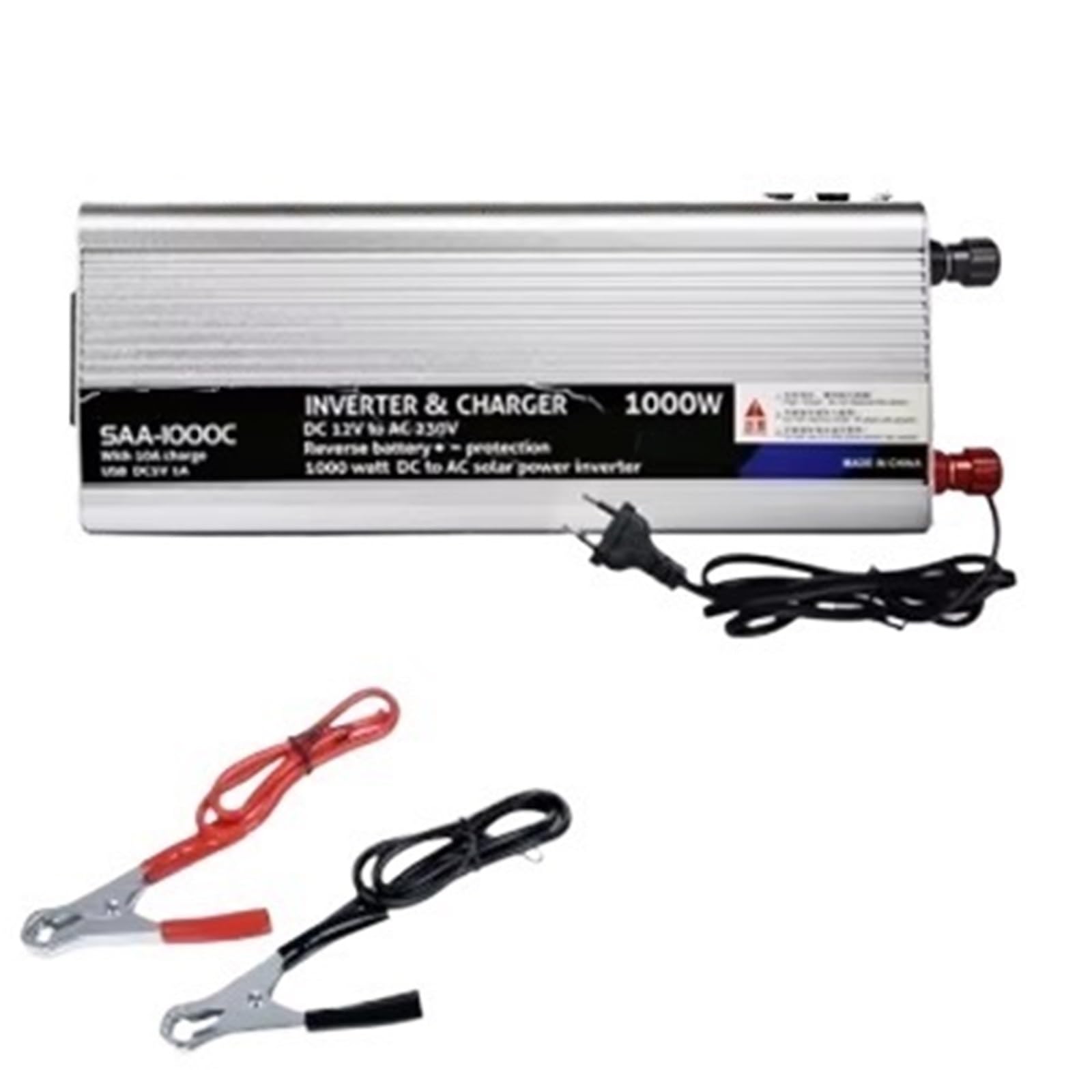 Inversor Onda Pura Inversor De Energía Solar Híbrido De 12 V Y 220 V Cargador Transformador De Voltaje USB 500 W 1000 W 2000 W Adaptador para El Hogar(12V 1000W)