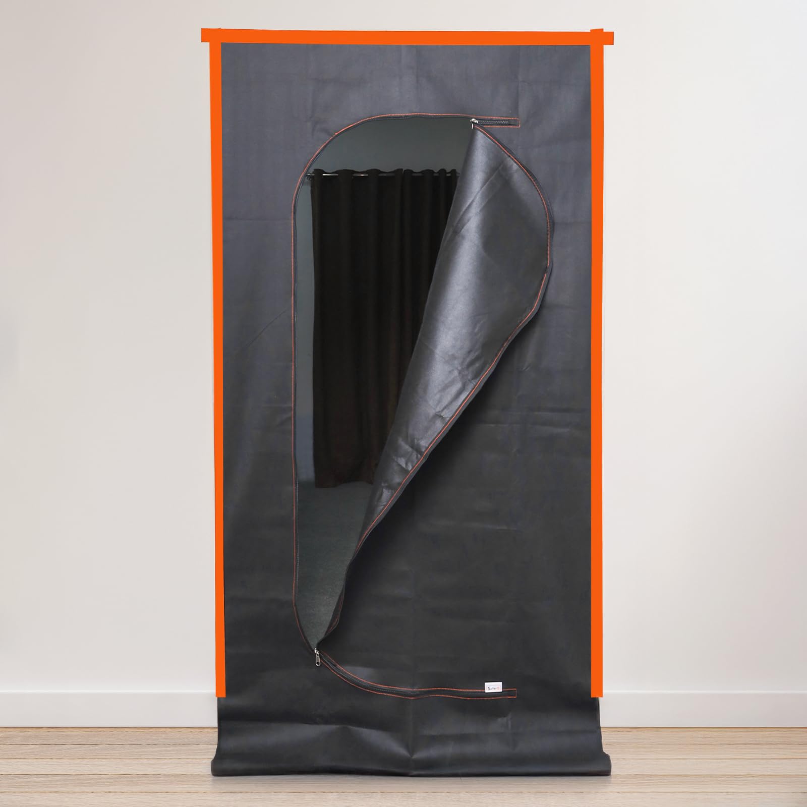 Anti-Dust Zip Door Cover, Size 220 cm X 110 cm, Heavy Duty Door Zipper Sheet for Decorating and Painting with Double Puller