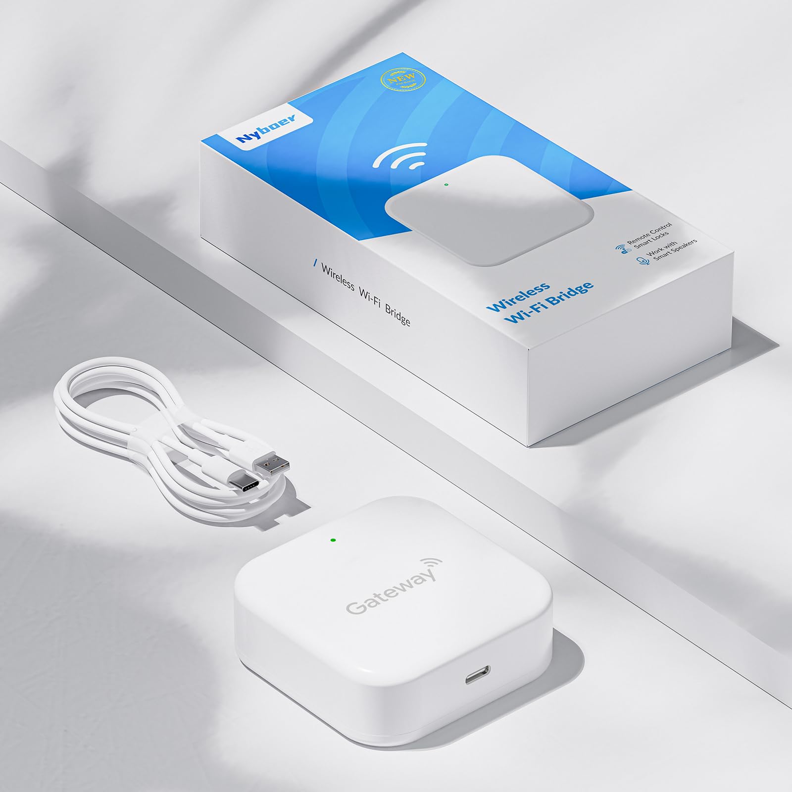 Passerelle Wi-Fi contrôle à distance Smart Empreinte digitale Serrure de porte avec application TT Lock, passerelle Smart Hub compatible avec Alexa Voice Control Assemblages Nyboer
