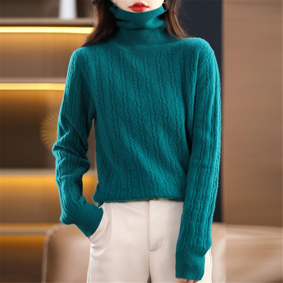 Vogrtcc Maglione E Pullover in Cashmere da Donna, Dolcevita A Maniche Lunghe, Top Lavorato A Maglia di Lana