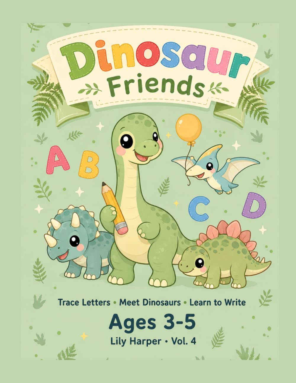 Dinosaur Friends Tracing Workbook for Kids Ages 3-5: 26 Letters A-Z with Cute Dinosaurs | Trace, Color & Draw Your Own | Preschool & Kindergarten Handwriting Practice