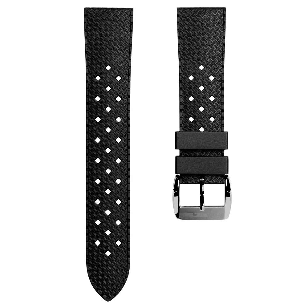 EWatchAccessories 20mm Silicone Rubber TropicDiver Black Watch Band Strap with Silver Stainless Steel Buckle (B08XWF7B2N) Amazon Price History, Amazon Price Tracker