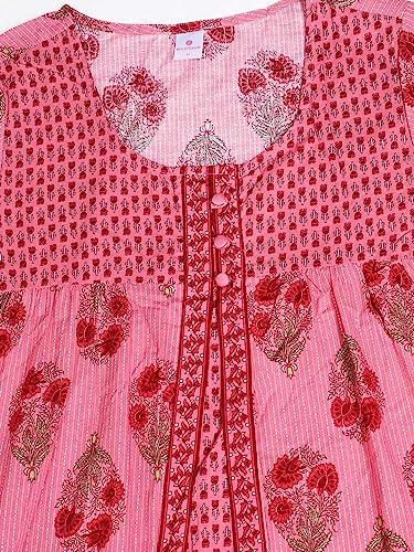 Image of Evolove Women's Cotton Long Maxi Night Gown Nighty Dress with Pocket & Stylish Button, Super Soft Comfortable (LNG-Button)