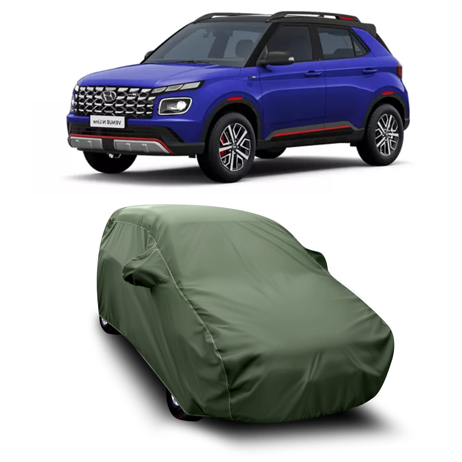 LICATORWater Resistant - dust Proof - car Body Cover for Hyundai Venue N-LINE Water Resistant UV Proof - car Body Cover (Lifetime Olive)