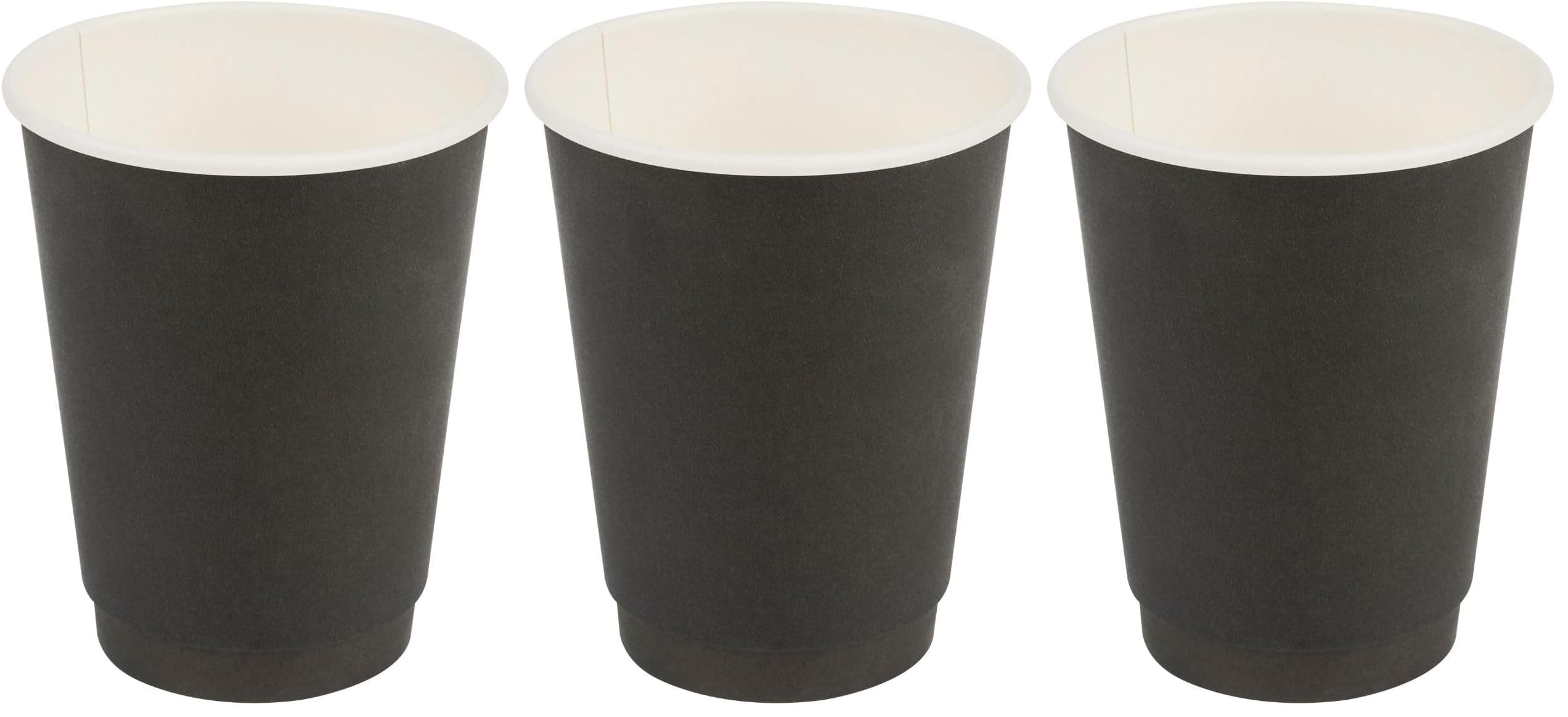 Restaurantware 12 Ounce Paper Coffee Cups 25 Double Wall Disposable Paper Cups - Leakproof Recyclable Black Paper Hot Cups Insulated Matching Lids Sold Separately (Pack of 3)