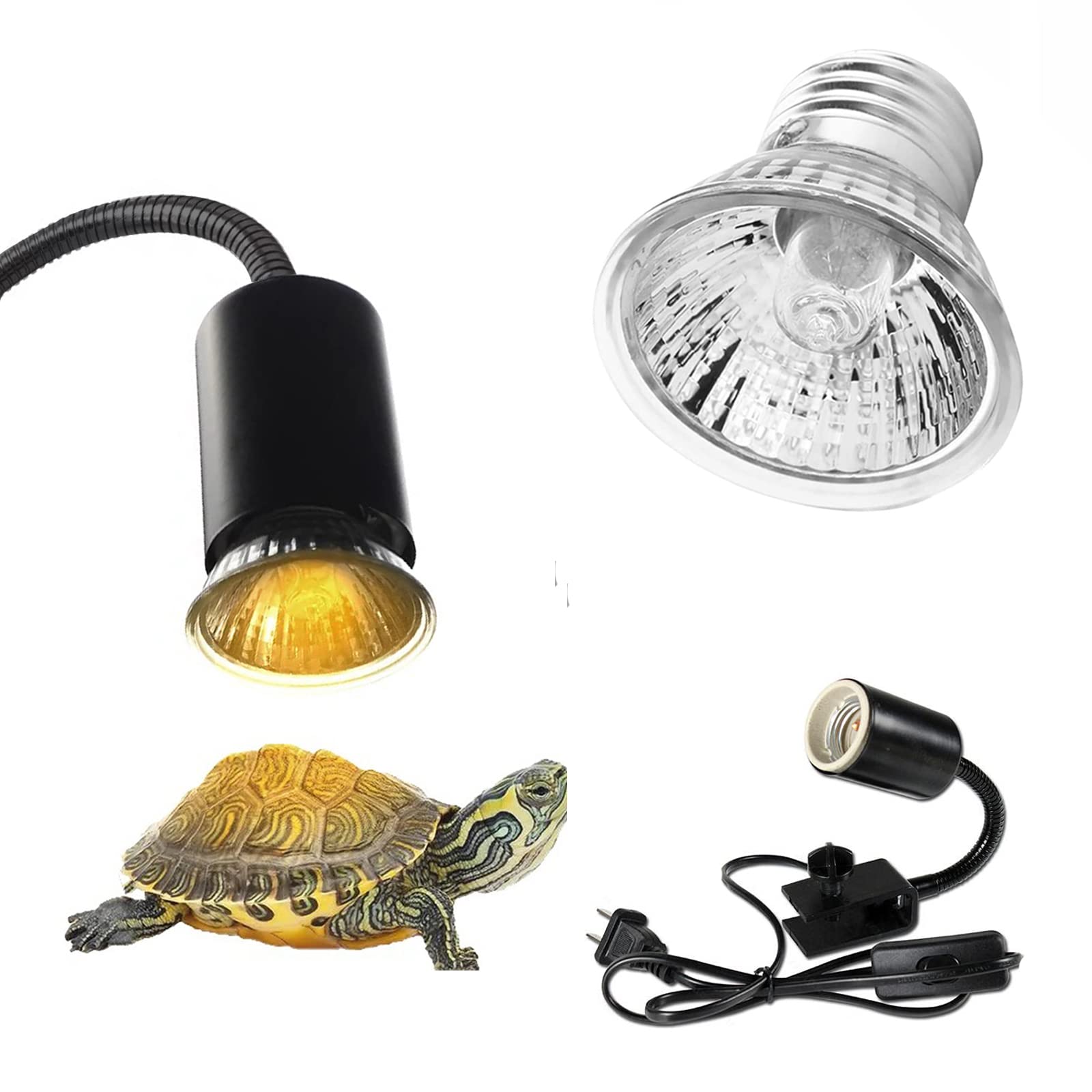 Sage Square Reptile Aquarium Heat Lamp With Bulb Turtle Lights holder with Clip, Basking Lamp Adjustable Holder, Pet Heating Light Lamp for Reptile, Turtle, Lizard, Snake (Included Bulb Combo Set) (B0B7DF3NYB) Amazon Price History, Amazon Price Tracker