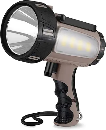 Rechargeable Spotlight Flashlight, Super Bright Waterproof Handheld Spot Light 6 Models with Foldable Stand for Outdoor Boating Camping Fishing Hunting