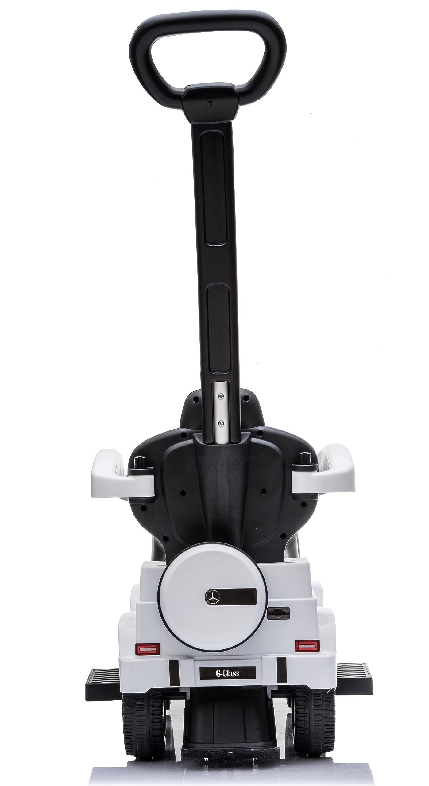 sun baby Macchinina Cavalcabile per Bambini licenza Mercedes Benz G, Macchina a spinta da 12 mesi, licenza, volante sonoro, sedile e ruote in plastica, maniglione di spinta (Bianco)