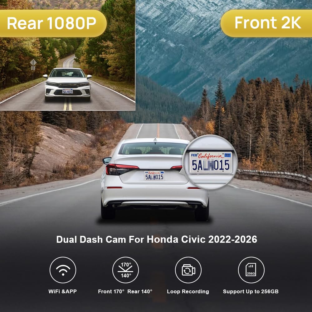 Amazon.com: Fitcamx Front 2K+Rear 1080P Dash Cam Adapts for Honda