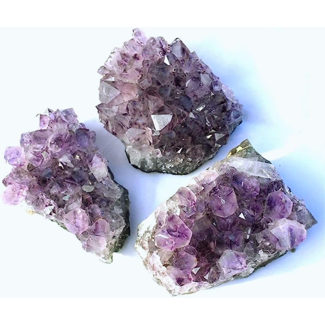 Amethyst Crystal Stone Original Cluster - 3 pc Each Stone Under
