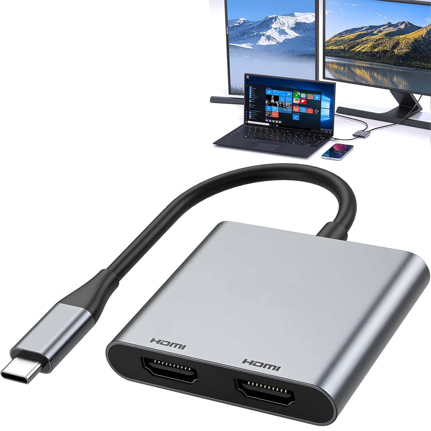 Mkighub Docking Station USB C To Dual HDMI Adapter, 7 In 1 - Foto 5